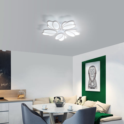 Plafonnier LED, Moderne Petal Lampe de Plafond LED, Suspension Luminaire Blanc 60W 5600LM, 6000K Lumière Blanche, Luminaire Plafonnier LED pour Salon Cuisine Chambre Salle à Manger, Ø63cm