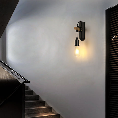 Appliques en bois E27, Applique murale rétro LED, Lampe de chevet mural pour Salle de coucher, Salon, Escalier, max 40W
