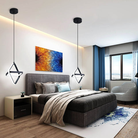 Lampe à suspension LED moderne pour lit 1 place 32 W à intensité variable pour chambre à coucher et salon