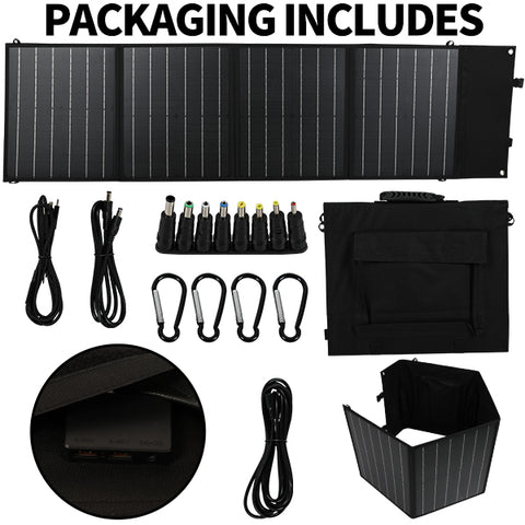 Titre optimisé en français : Chargeur solaire pliable de 100W, 18V, sac portable pour activités en extérieur
