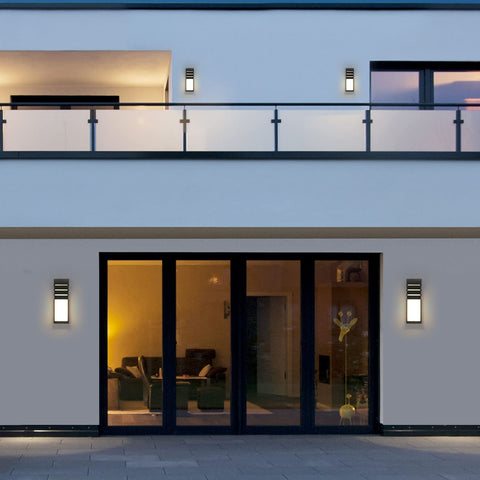 Applique Murale Interieur/Exterieur,12W Noir Applique Murale LED Blanc Chaud 3000K, Murale LED