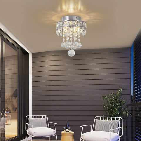 Lustre en cristal, Mini lampe suspension avec 3 lumières pour couloir, chambre à coucher, cuisine, chambre d'enfant