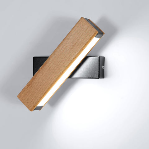 Applique Murale LED Bois Rotative Moderne Rectangle Lampe murale Blanc Froid 6000K 4.5W Pour chambre à coucher, salon, couloir, entrée
