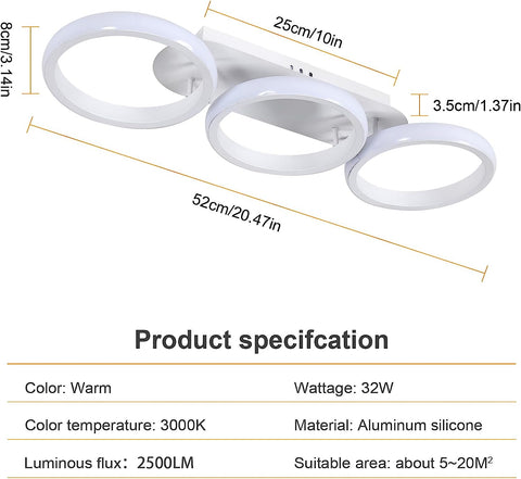 Tableau des dimensions des plafonniers