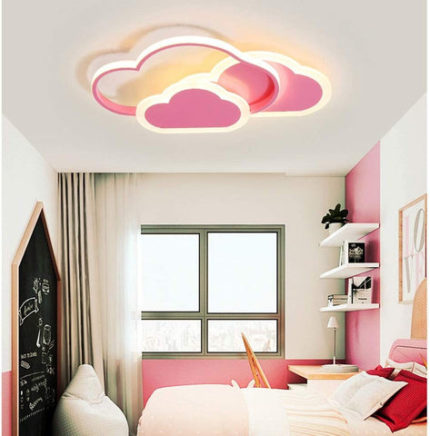 32W Plafonnier LED, Plafonnier Nuage Créatif, Télécommande Dimmable 3000K ~ 6000K, L42*W25*H6cm Plafonnier Nuage Rose Ultrafin, pour Chambre d'enfant Et Salon