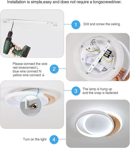 Plafonnier LED Moderne, 28W Lampe de Plafond Moderne, Ø30CM * 5CM Round Wooden Luminaire Plafonnier LED pour Chambre, Cuisine, Couloir, Entrée, Lumière Blanche Froide, 6000K