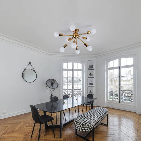 Luminaire Industriel en Metal Lampe, Lustre Eclairage, pour 9 Ampoules E27 Convient pour la Cuisine, le Salon, la Salle à Manger, le Café et Les Lieux de Divertissement (Ampoule non Incluse)