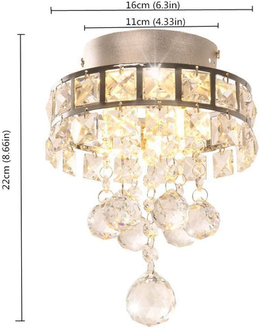 Lustre en cristal, Mini lampe suspension avec 3 lumières pour couloir, chambre à coucher, cuisine, chambre d'enfant