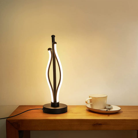 Lampe de bureau à LED, Lampe de Lecture à courbe de lumière chaude avec cordon de raccordement, lampe de chevet moderne pour salon, chambre d'amis, décoration de table de commode