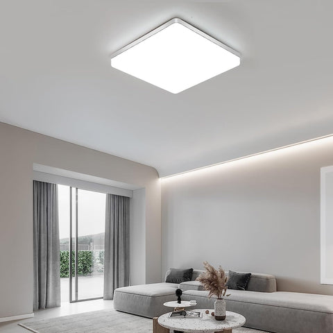 Plafonnier LED Carré, Lampe de Plafond LED, IP44 Plafonnier LED, Luminaire Plafonnier Applicable à Salle De Bain, Salon, Cuisine, Chambre, Couloir, Balcon 48W 6500K （30x30CM）
