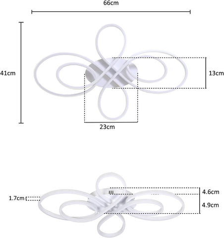 Plafonnier Led Dimmable Moderne Forme de fleur créative Lampe de Plafond 3000K-6000K Pour salon chambre à coucher salle à manger bureau Blanc