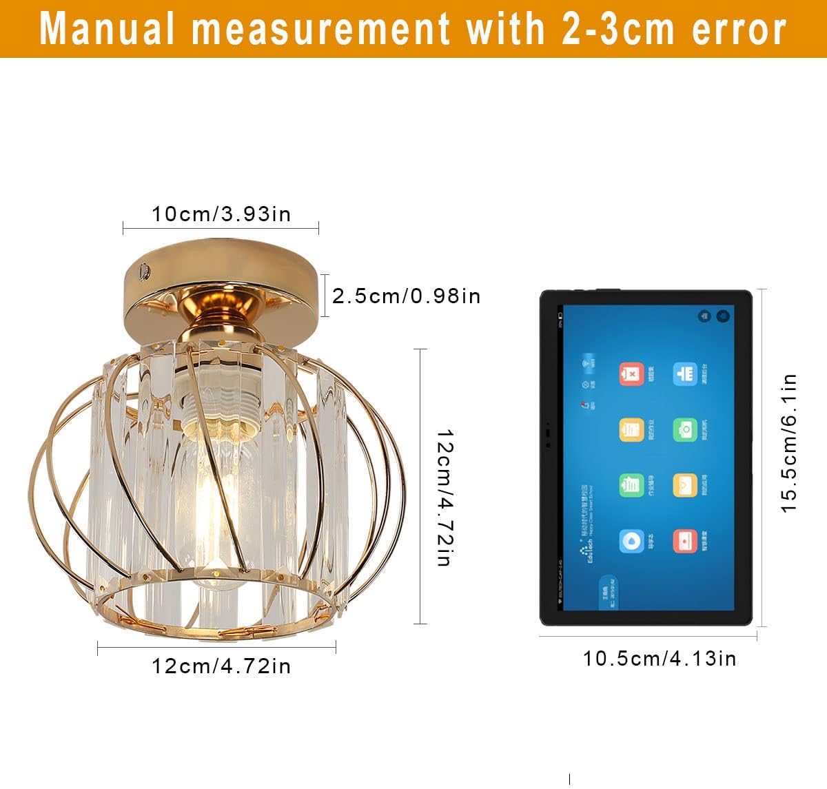 Tableau des dimensions des plafonniers