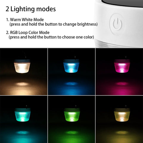 Lanterne rechargeable USB - Dimmable et RVB Portable LED Lanterne solaire de camping Lampe de poche de sécurité Lampe de recherche étanche pour la randonnée, la pêche, les pannes de courant (Blanc)