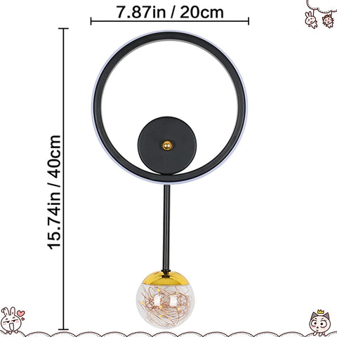 Applique Murale Interieur, LED Lampe Murale Moderne 17W Design Ronde, Applique Murale LED 3000K Lumière Chaude Noir pour Chambre, Salon, Couloir