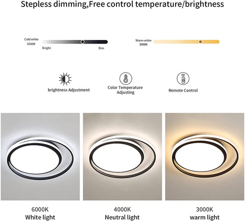 48 W Plafonnier LED Dimmable avec Télécommande, Plafonnier LED Moderne Luminaire Intérieur, Plafonnier Rond LED pour Salle de Bain Chambre, Cuisine, Salon, Salle à Manger, Bureau