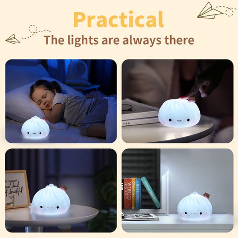 Veilleuse pour Enfants, 7 Couleurs Lumière LED Veilleuse Enfant Led Rechargeable Avec de USB, Veilleuse en Silicone Doux au Toucher, Portable Jolie Veilleuse pour Bébé, Garçons et Filles Cadeau