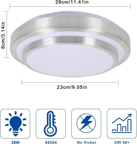 Plafonnier LED moderne Blanc Froid 6000K Rond Lampe de Plafond 28W Pour salon chambre à coucher salle à manger bureau