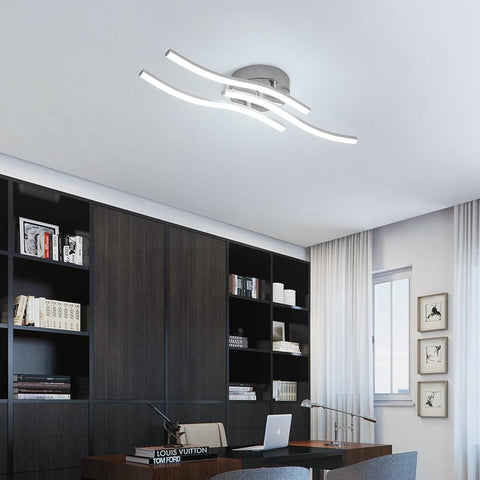 Plafonnier LED, Suspension Luminaire en forme de vague, LED intégrées 18W 1600 Lumen, lustre moderne pour salon ou cuisine, 220V IP20 lumière Blanc Froid 6500K