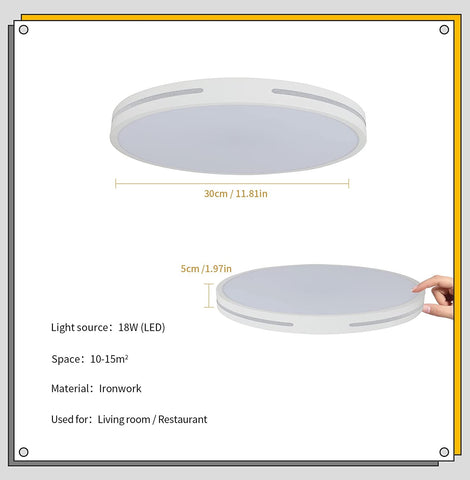Tableau des dimensions des plafonniers