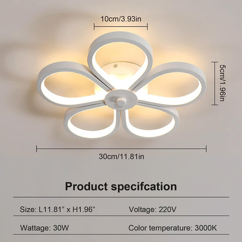 Plafonnier LED 30W Design moderne Forme de fleur créative Lampe de Plafond Blanc Chaud 3000K Pour salon chambre à coucher salle à manger bureau Blanc
