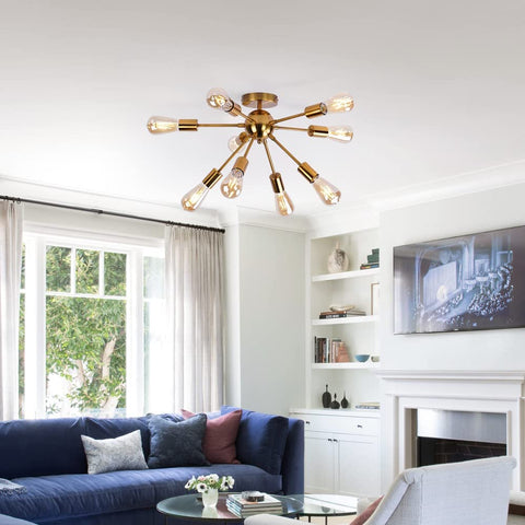 Luminaire Industriel en Metal Lampe, Lustre Eclairage, pour 9 Ampoules E27 Convient pour la Cuisine, le Salon, la Salle à Manger, le Café et Les Lieux de Divertissement (Ampoule non Incluse)