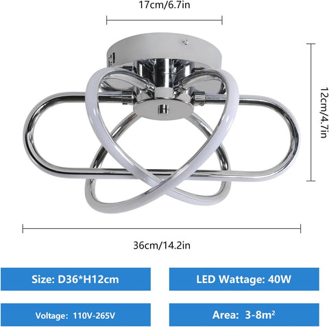 Plafonnier LED Design moderne 6000K Forme de fleur créative Lampe de Plafond Pour salon chambre à coucher salle à manger bureau Blanc