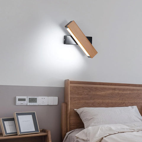 Applique Murale LED Bois Rotative Moderne Rectangle Lampe murale Blanc Froid 6000K 4.5W Pour chambre à coucher, salon, couloir, entrée