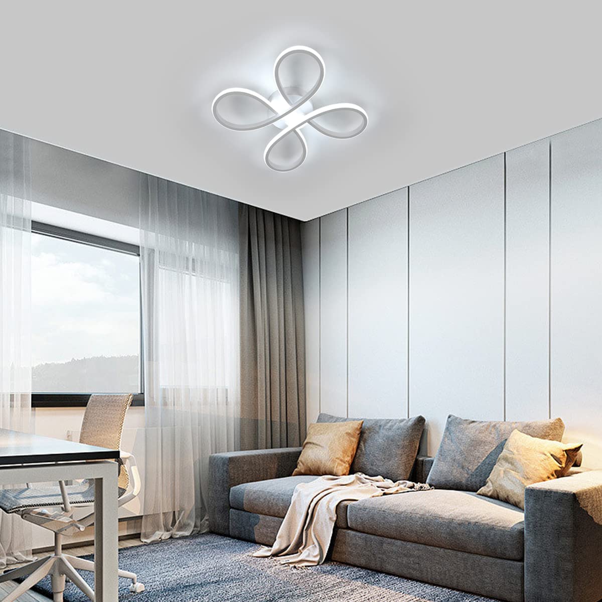 Plafonnier LED Design moderne 30W Forme de fleur créative Lampe de Plafond 