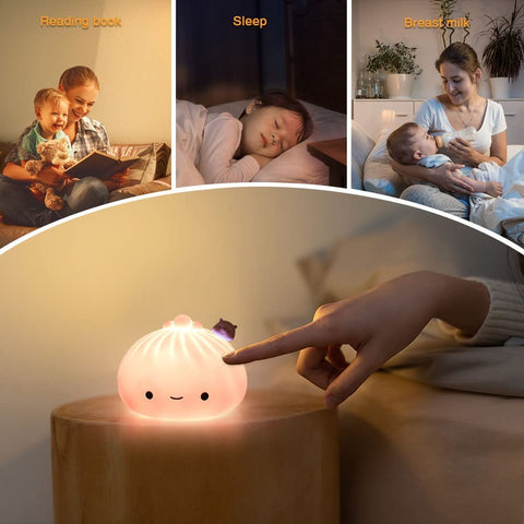 Veilleuse pour Enfants, 7 Couleurs Lumière LED Veilleuse Enfant Led Rechargeable Avec de USB, Veilleuse en Silicone Doux au Toucher, Portable Jolie Veilleuse pour Bébé, Garçons et Filles Cadeau