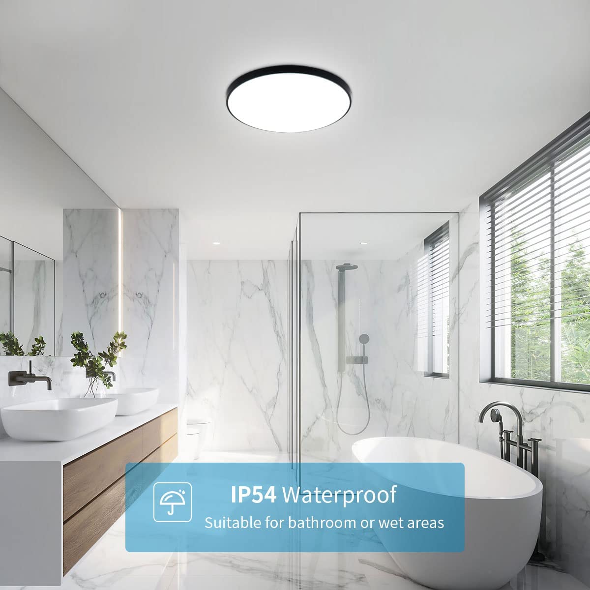 Plafonnier LED Rond, 24W 6500K Blanc froid Moderne Plafonnier Led IP54 Imperméable