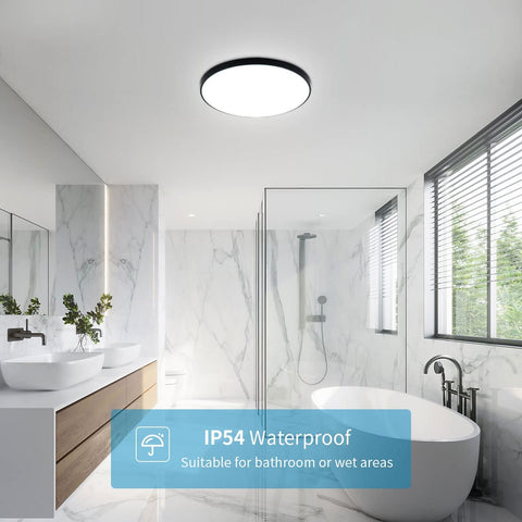 Plafonnier LED Rond, 24W 6500K Blanc froid Moderne Plafonnier Led IP54 Imperméable