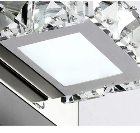 Applique Murale Phares Miroir en Cristal LED 3W 5500k Lampe en Acrylique en Acier Inoxydable IP44 étanche et Anti-buée (Argent), 16x5cm