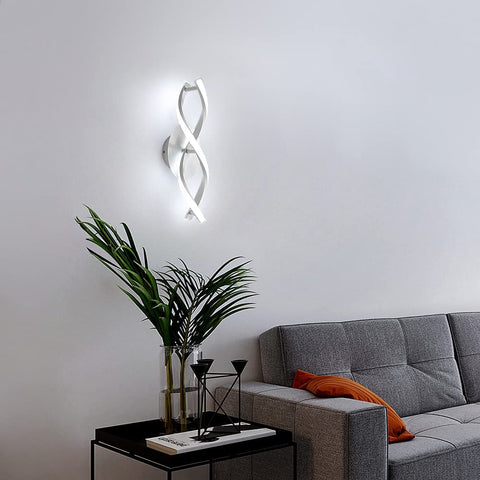 Applique Murale Interieur, Led Lampe Murale Moderne 16W 1800LM, Cool White 6500k, Design incurvée Appliques pour Chambre à Coucher Escalier Salon
