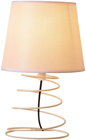 Lampe de Table Minimaliste Moderne, Lampe de Bureau en Tissu Blanc avec Tube de Fer en Spirale Industriel, Veilleuse E27 pour Étude, Salon, Chambre à Coucher, Chevet (Sans Ampoules)