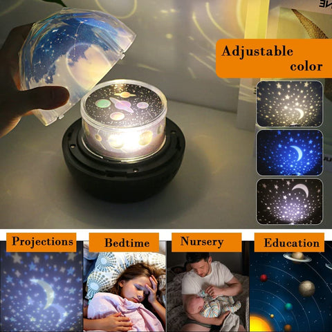 Veilleuse Projecteur Étoile, Projecteur Galaxie Ciel Étoiles, Rotation à 360 Lampe de Projection Ciel Étoilé et 6 Films de Projection, pour Cadeaux D'anniversaire, Noël, Halloween, Fête des Enfants