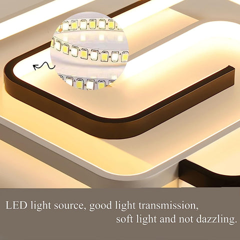 Plafonnier Led Dimmable avec télécommande Moderne Lampe de Plafond Dimmable 3000K-6000K Pour salon chambre à coucher salle à manger bureau 42W Carré