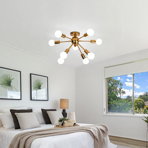 Luminaire Industriel en Metal Lampe, Lustre Eclairage, pour 9 Ampoules E27 Convient pour la Cuisine, le Salon, la Salle à Manger, le Café et Les Lieux de Divertissement (Ampoule non Incluse)