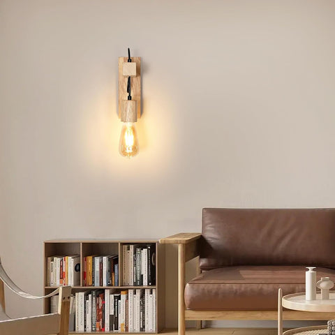 Applique Murale Intérieur Bois Moderne Lampe murale E27 Base Pour Chambre, Restaurant, Couloir, Café, Bar(Ampoule non incluse)