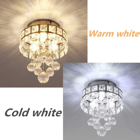 Lustre en cristal, Mini lampe suspension avec 3 lumières pour couloir, chambre à coucher, cuisine, chambre d'enfant