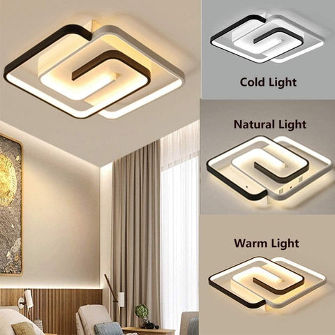 Plafonnier Led Dimmable avec télécommande Moderne Lampe de Plafond Dimmable 3000K-6000K Pour salon chambre à coucher salle à manger bureau 42W Carré