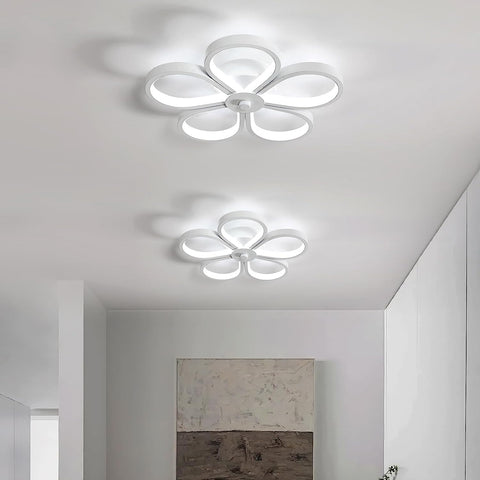 Plafonnier LED 30W Design moderne Blanc Froid 6000K Forme de fleur créative Lampe de Plafond Pour salon chambre à coucher salle à manger bureau Blanc