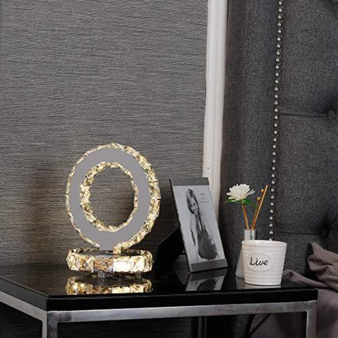 Lampes de table en verre, LED Lampes de chevet modernes en acier inoxydable, Lampe de bureau ronde 12 W, lumière blanche chaude