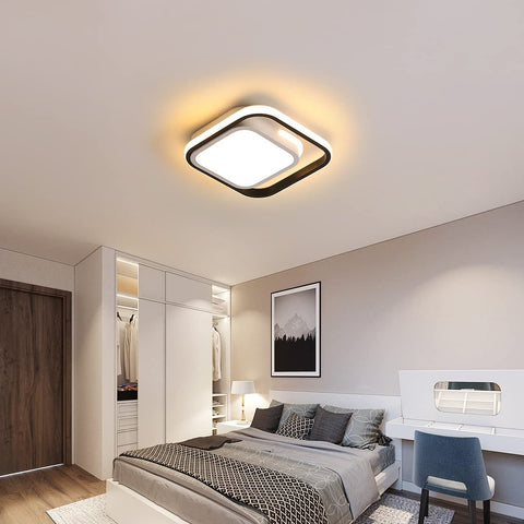 Plafonnier LED Carré, Plafonnier Moderne Blanc 29W, Plafonnier en Métal Acrylique 3000k Adapté à La Aalle de Bain, Cuisine, Salon, Chambre à Coucher