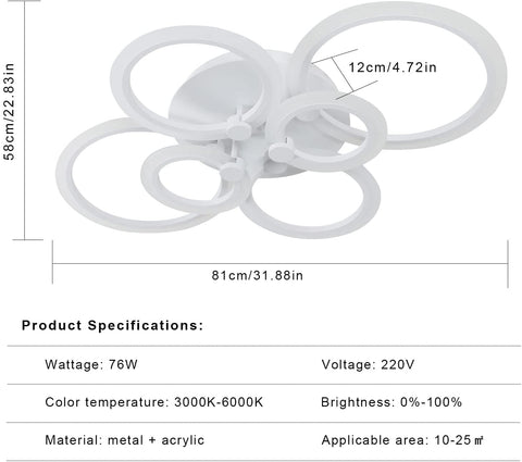 Tableau des tailles de plafonnier