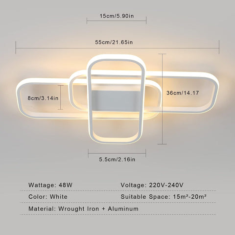 Tableau des dimensions des plafonniers