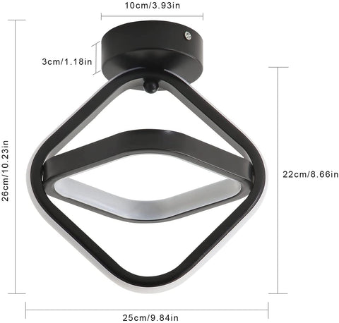 Plafonnier LED 22W, luminaire plafonnier Géométrique Simple, Plafonnier en métal pour Salon, Chambre, Couloir, Lumière Blanche 6000K