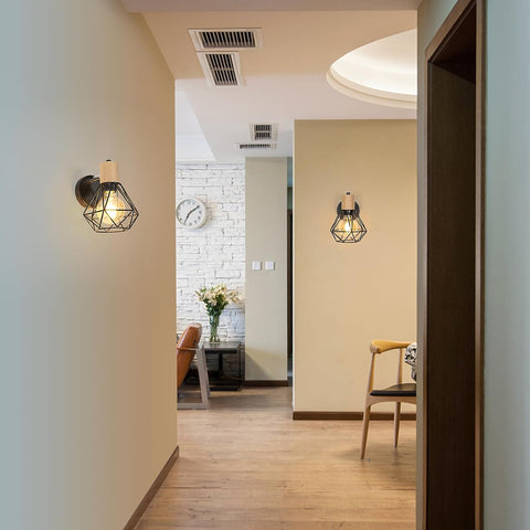 Applique Murale Intérieur Vintage – Lampe Murale en Bois Design, Douille E27, Éclairage pour Chambre, Salon, Couloir, Entrée – Ampoule Non Incluse