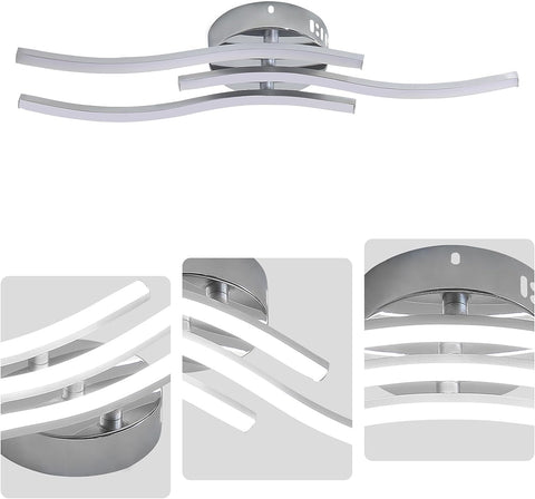 Plafonnier LED, Suspension Luminaire en forme de vague, LED intégrées 18W 1600 Lumen, lustre moderne pour salon ou cuisine, 220V IP20 lumière Blanc Froid 6500K