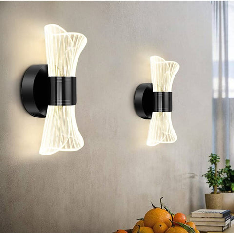 Applique Murale Intérieur LED Dimmable, 12W Moderne Lampe LED Murale Design Créatif, Éclairage Acrylique Luminaire Mural pour Salon Couloir Chambre Escaliers, Noir