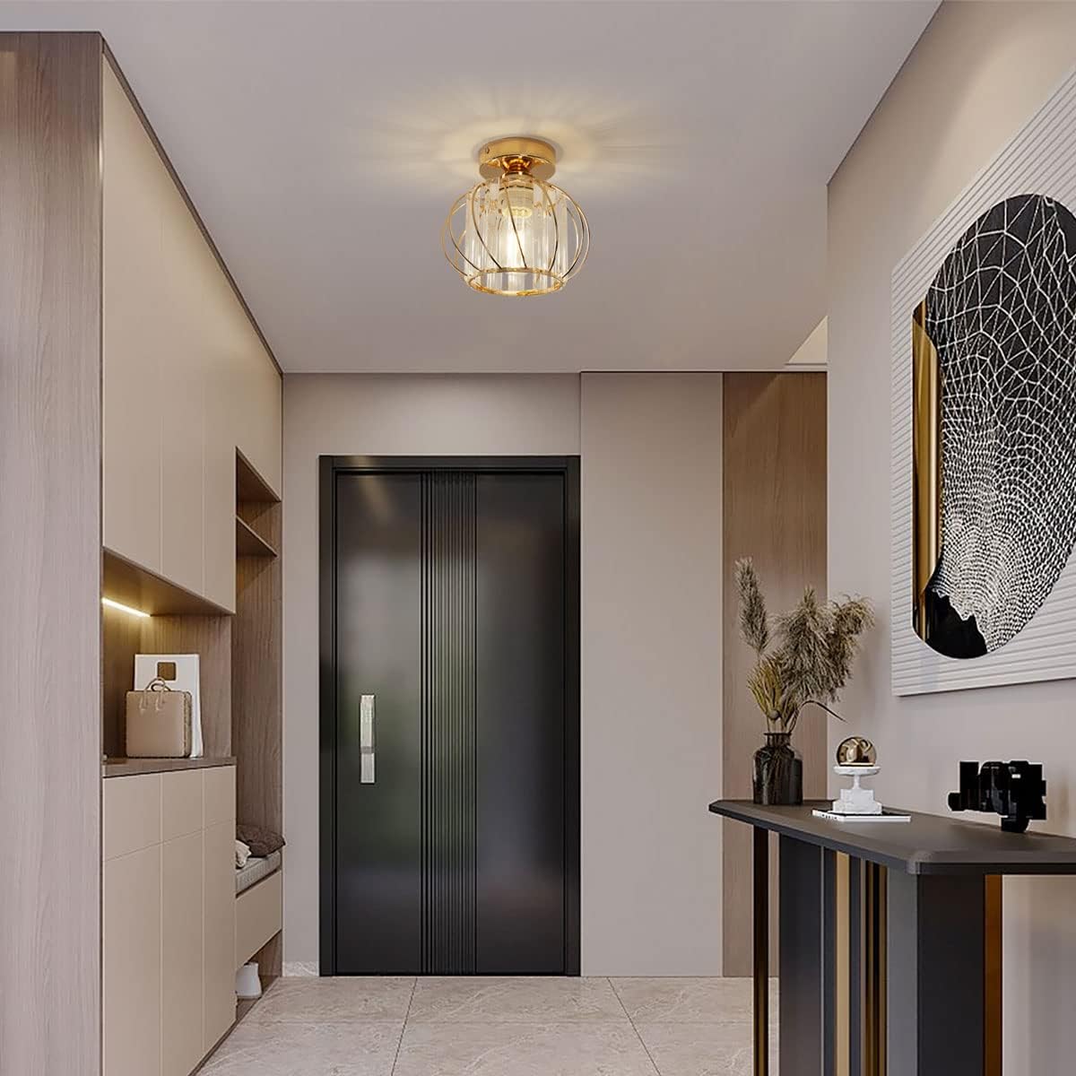 Plafonnier en Cristal Moderne E27 LED Plafonnier Mini Lustre en Cristal 